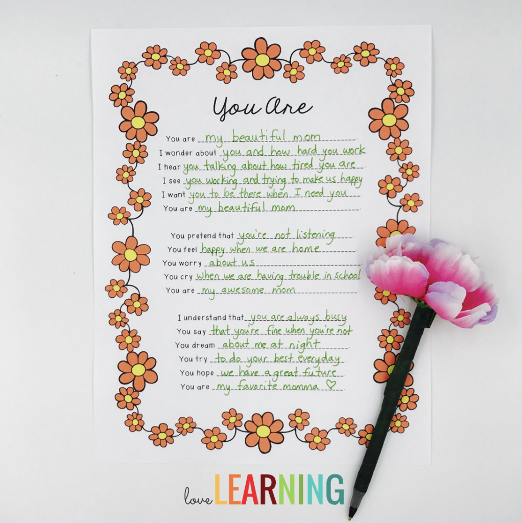 Mother's day poem and flower gift idea