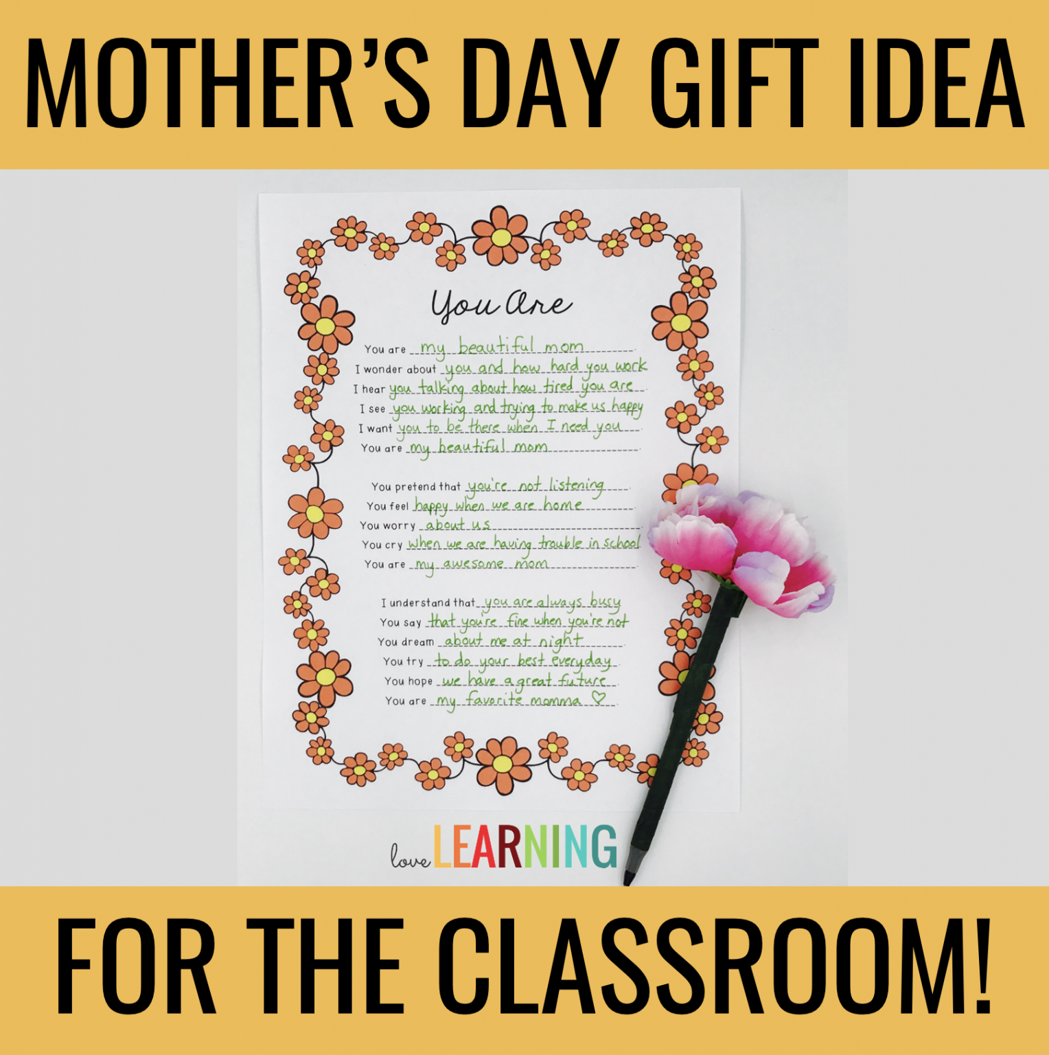 Mother’s Day Gift Idea for Elementary Students – Love Learning